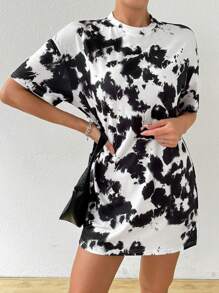 Chiquease 女士夏季印染短袖圓領休閒T恤