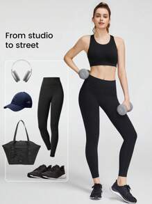 GLOWMODE 性能裁剪露出式勾扣運動內衣中強度慢跑健身日常訓練 - 黑色 - 查看 7