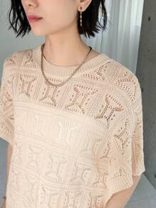 FRIFUL Blusa casual tejida de unicolor con cuello redondo para mujer