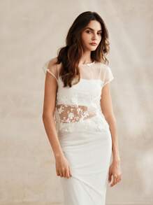 Anewsta French Vintage Sheer Embroidered Top - Clear - View 4