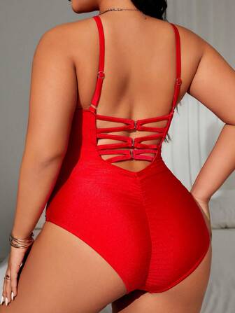 Swim SXY 1 件大码女式纯色性感泳衣