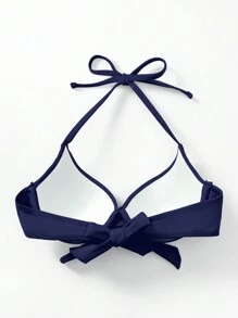 SHEIN Swim Push Up Underwire Bikini Top - Navy Blue - View 2