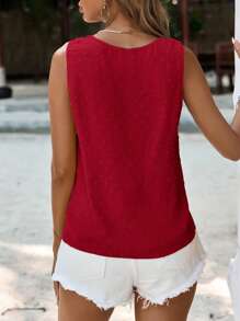SHEIN Frenchy Camisa sin mangas de unicolor para mujer, ropa de verano, blusa de verano