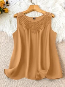 SHEIN LUNE Plus Size Solid Color Sleeveless Summer Casual Tank Top And Tank Top