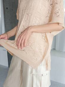 FRIFUL Blusa casual tejida de unicolor con cuello redondo para mujer