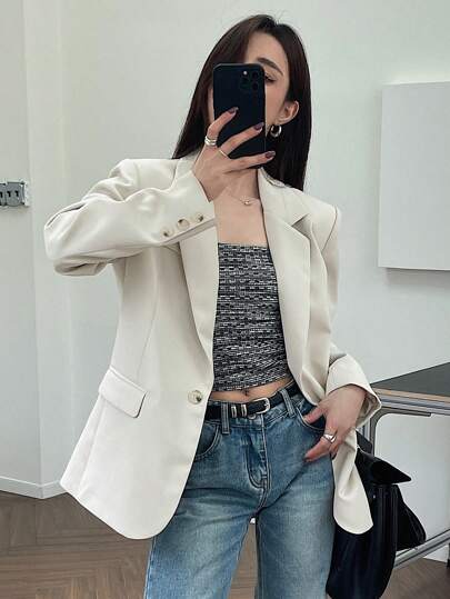 DAZY 女士秋季翻领长袖商务休闲西装外套，秋季女装