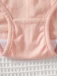 SHEIN Set Of 4 Cute And Comfortable Triangle Shorts For Tween Girls, With Heart, Letter And Stripe Pattern, Knitted, Breathable And Antibacterial - Multicolor - View 6