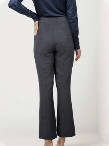 SHEIN Unity Casual Flared Pants Fall Cloth For Women - Grey - View 2