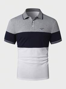 Manfinity Homme 男士大尺碼拼色短袖 Polo 衫，休閒外出穿著，休閒正式款 - 彩色 - 查看 3