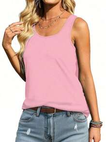 SHEIN LUNE Camiseta sin mangas de moda de verano de unicolor