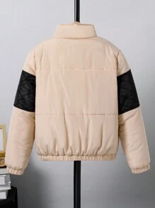 Teen Boys' Casual Comfortable And Warm Padded Coat With Waist Tightening And Zipper, Winter - Multicolor - View 2