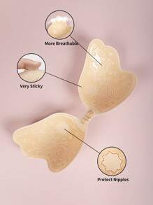 Mới đến Bio Solid Màu Backless Dính Hình Cánh Bra Pad - Màu be - Xem 2