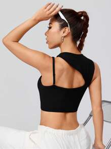 Gameset SHEIN Sport Women's Slim Fit Hollow Out Cut Crop Sport Tank Top For Summer