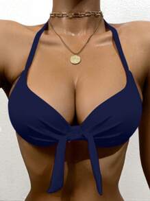 SHEIN Swim Push Up Underwire Bikini Top - Navy Blue - View 1