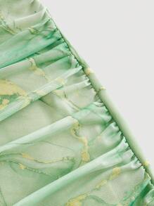 Aloruh Đầm dài ôm vừa vặn ngày lãng mạn dành cho nữ, váy lưới lệch vai - màu xanh lá - Xem 4