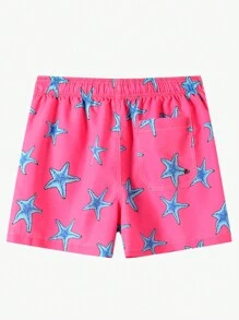 Manfinity Men's Loose Fit Starfish Printed Drawstring Waist Beach Shorts For Vacation