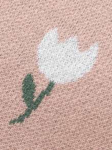 1pc Tulip Jacquard Knitted Baby Blanket, Children Blanket For All Seasons Love Valentine - Pink - View 4