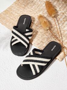 Styleloop Women's Plastic Slippers For Summer Vacation Shoes Summer Boho Feels Vintage Cottagecore Frenchy Shoes Spring Shoes Spring Break Easter For Casual Beach Style - Black - View 1