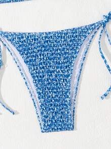 SHEIN Swim Women's Summer Beach Ditsy Floral Halter-Neck Bikini Set, Random Print - Multicolor - View 4