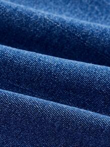 SHEIN MOD 女士夏季休閒側鈕修身牛仔裙 - 中等水洗藍 - 查看 4