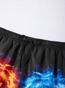 Surfspeed Men's Vacation Gesture Printed Drawstring Waist Loose Beach Shorts - Multicolor - View 3