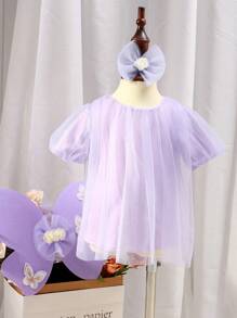 女嬰攝影服裝，蝴蝶翅膀和網紗裙，適用於30/100天慶祝活動 - 紫色 - 查看 5