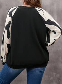 EMERY ROSE Plus Size Dames willekeurig bedrukt casual sweatshirt voor dagelijks gebruik
