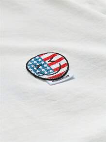 Manfinity VCAY Men's Summer Casual Short Sleeve T-Shirt With Letter And Smiling Face Print - White - View 3