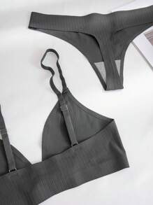 6pcs/Set Leisure Series Seamless Jacquard Bra And Panties Set With Front Closure Sexy Underwear Setlingerie Sets - Multicolor - View 3