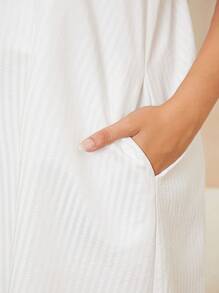 SHEIN Maternity Solid Color Ruffle Trim Spaghetti Strap Dress For Home Leisure