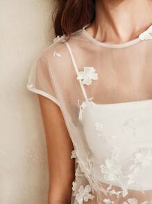 Anewsta French Vintage Sheer Embroidered Top - Clear - View 5