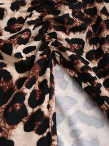 Sweetra Women's Leopard Print Pleated Skirt With Slit, Perfect For Holiday Outfits Maxi Women Outfit