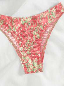 SHEIN Swim Women's Summer Beach Ditsy Floral Halter Neck Hollow Out Tie Bikini Set (Random Print) - Multicolor - View 4