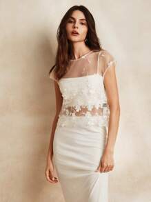 Anewsta French Vintage Sheer Embroidered Top - Clear - View 8