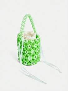 Twin Melody X SHEIN Women's Fashionable Green Beaded Handbag