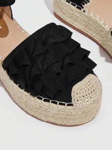 Styleloop Femeie Fringe Decor Pane de curte, Tesatura Curea la glezna Pantofi de vacanță Pantofi pentru vacanță de vară Reducere de vară Pantofi pentru întoarcere la școală Pantofi pentru studenți Boho Feels Vintage Cottage Core Frenchy Pantofi Halloween Vacanță de Anul Nou