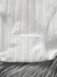 SHEIN 5pcs Pack Simple Style Antibacterial Knitted Breathable Lace Trimmed Triangle Panties For Tween Girls - Multicolor - View 3