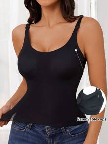 Moonlight&Mama Maternity Women's Solid Color Simple Daily Cami Underwear Bra - Black - View 3