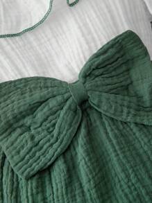 SHEIN Macacão De Corpo Inteiro Para Bebê Menina Com Cabeço, Detalhe De Babados Na Frente Com Faixa De Laço Em Cores Variadas - Multicolorido - Visão 5