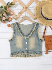 Teenage Girls' & Simple Casual Denim Jacket