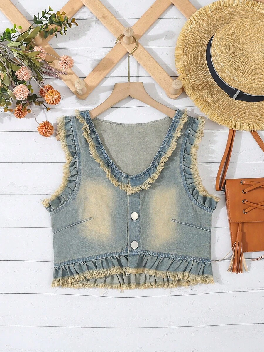 Teenage Girls' & Simple Casual Denim Jacket