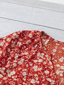 EMERY ROSE Women's Floral Printed V-Neck Short Sleeve Shirt, Summer For New Year Clothes,Short Sleeve Tops