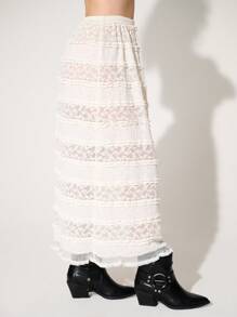 WESTFADE Tiered Lace Maxi Skirt - Beige - View 2