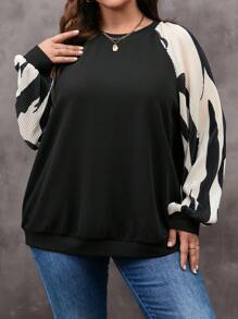 EMERY ROSE Plus Size Dames willekeurig bedrukt casual sweatshirt voor dagelijks gebruik