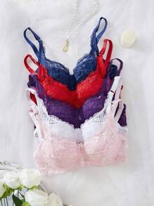 Áo lót ren nhiều màu viền sò cho nữ (Bộ 5 chiếc) - Nhiều màu - Xem 5