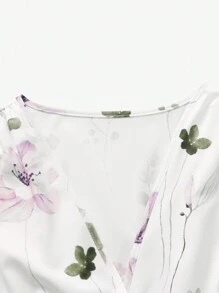 SHEIN LUNE Floral Printed V-Neck Sleeveless Summer Dress With Asymmetrical Hemline