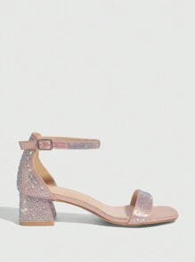 CUCCOO SZL Giày Người Phụ Nữ Thời Trang Champagne Ánh Kim Toàn Kim Cương Phong Cách Cổ Điển Gót Thấp Thoải Mái Xăng Đan Cho Mùa Xuân Và Mùa Hè - Hồng - Xem 5