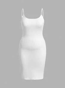 Sweetra 白色无袖紧身大码休闲连衣裙