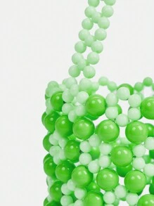 Twin Melody X SHEIN Women's Fashionable Green Beaded Handbag