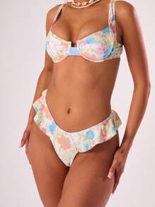 Musera Resort Atasan Bikini Berkawat Motif Bunga Vintage Saja, Pakaian Pantai Musim Panas Ibiza, Pakaian Pantai Musim Semi - MultiWarna - View 5